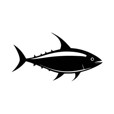 Beyaz arka planda ton balığı silueti çizimi