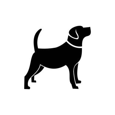 Beyaz arka planda köpek silueti çizimi. Köpek vektör sanatı