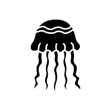 Underwater jelly fish vector illustration. Jellyfish black silhouette vector design clipart