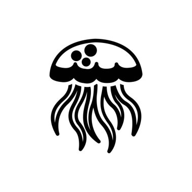 Beyaz arkaplanda siyah denizanası vektör çizgisi silueti tasarımı