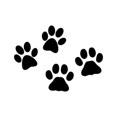 Kedi ya da köpek pençesi ikonu. Köpek, kedi pençesi ikonu. Pençe yazdırma vektör illüstrasyonu
