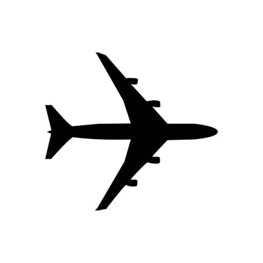 Uçak ikonu silueti. Uçak sembolü. Hava Düzlemi siyah vektör illüstrasyonu 