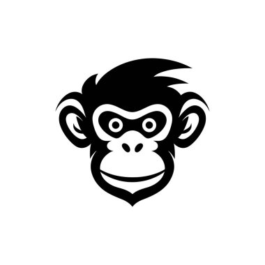 Tatlı maymun surat ya da baş siluet vektörü. Bir maymun yüz simgesi tasviri