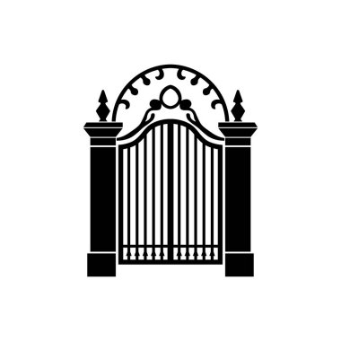 Beyaz arkaplanda geçit simgesi çizimi izole edildi. Kapı simgesi vektörü