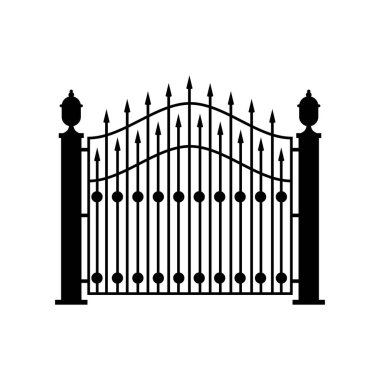 Beyaz arkaplanda kapı veya çit logosu vektör çizimi