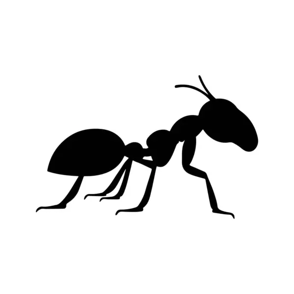 Beyaz arkaplanda karınca simgesi silueti vektör çizimi