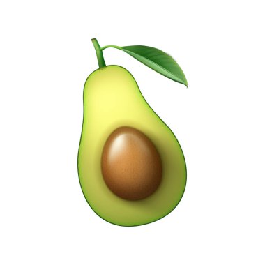 Yapraklı gerçekçi organik avokadonun yarısı.