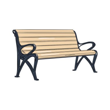 Beyaz arkaplanda ahşap Benç çizimi 