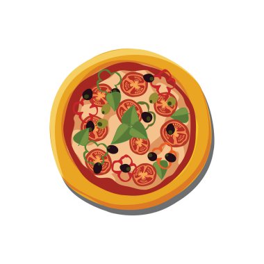 Beyaz arkaplanda fırınlanmış pizza çizimi 