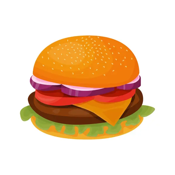 Beyaz arkaplanda Düz Hamburger çizimi 