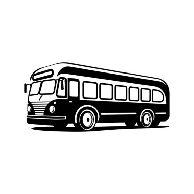 Beyaz Arkaplanda Yolcu Otobüs Vektörü Simgesi.