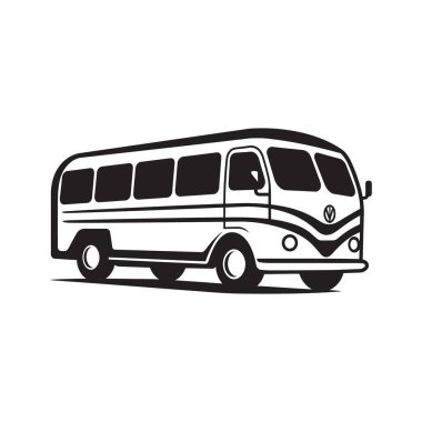 Beyaz Arkaplanda Yolcu Otobüs Vektörü Simgesi.