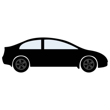Basit Siyah Privet Araba Taşımacılık veya Otomotiv Tasarımı Simgesi.