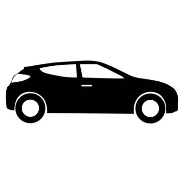 Basit Siyah Privet Araba Taşımacılık veya Otomotiv Tasarımı Simgesi.
