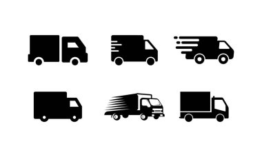 Teslimat Kamyonu Koleksiyonu Vektör Simgesi Taşıma, Lojistik veya Ulaşım Temsilcisi