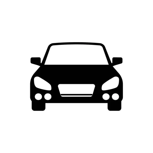 Basit Ön Görünüm Araç Simgesi Siluet Vektör Görünümü Beyaz Arkaplan.