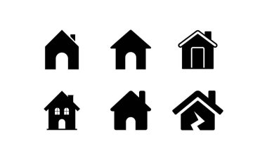 Ev ya da Web Ev Simgesi Düz Vektör Görüntü Koleksiyonu.