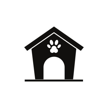 Beyaz Arkaplanda Basit Evcil Hayvan Evi Simgesi Düz Vektör İllüstrasyonu.