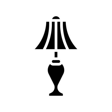 Beyaz Arkaplanda Modern Masa Lambası Simgesi Siluet Vektör Sanatı.