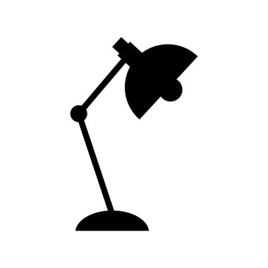 Beyaz Arkaplanda Modern Masa Lambası Simgesi Siluet Vektör Sanatı.
