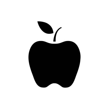 Beyaz Arkaplanda Yaprak Vektörü İllüstrasyonlu Basit Elma Simgesi.