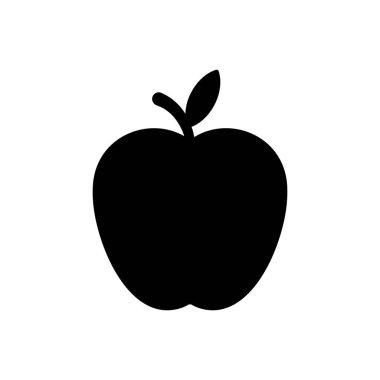 Beyaz Arkaplanda Yaprak Vektörü İllüstrasyonlu Basit Elma Simgesi.