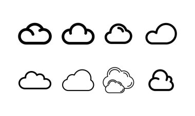 Bulutların Koleksiyonu Gökyüzü Ana Hattı Sanat Simgesi Vektör İllüstrasyonu.