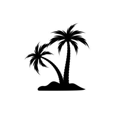 Beyaz Arkaplanda Bir Palmiye Ağacı Simgesi Görünümü.