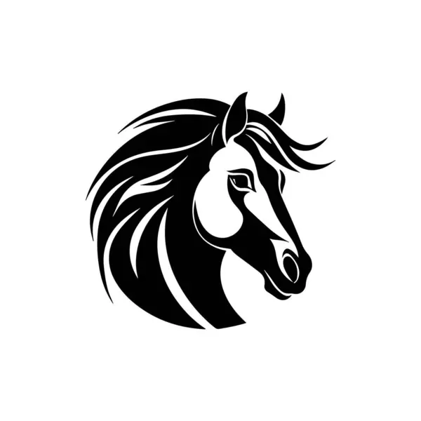 Beyaz Arkaplanda Güzel Bir At Başı Simgesi Vektör İllüstrasyonu.