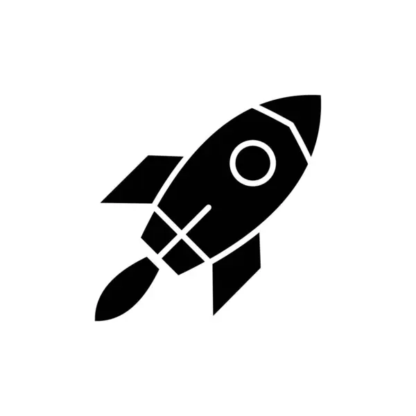 Beyaz Arkaplan Üzerine Basit Uzay Roketi Simgesi Siluet Vektör İllüstrasyonu.