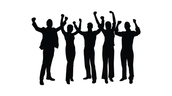 Kaldırılmış Ellerle Kutlanan İnsanların Silüetleri