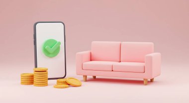 3D çevrimiçi mobilya madeni paralar ve akıllı telefon ile doğrulama satın aldı