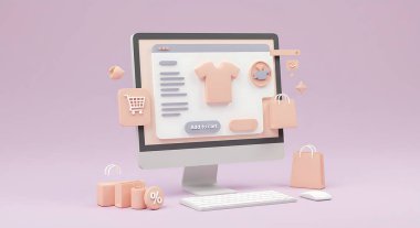 Pastel renkler ve 3D elementlerle çevrimiçi alışveriş sitesi tasarımı