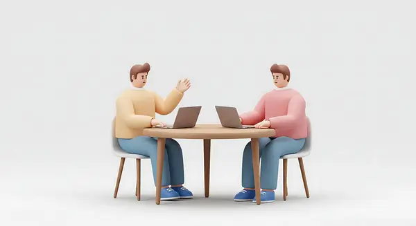 Masada dizüstü bilgisayarlarda birlikte çalışan iki üç boyutlu çizgi film karakteri.