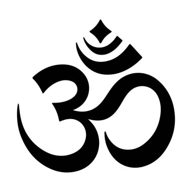 Hindu om aum sembolü siluet Siyah ve Beyaz Stok Fotoğrafları