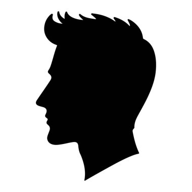 Erkek yüzü silueti. beyaz üzerine izole