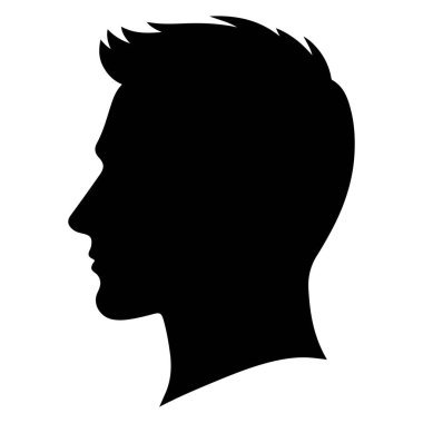 Genç adam baş silueti, vektör