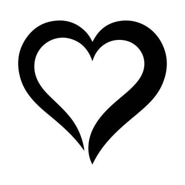 kalp şekli vektör silueti siyah ve beyaz