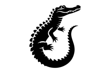 Timsah timsah silueti Kraliyet Vektörü 'nü izole etti