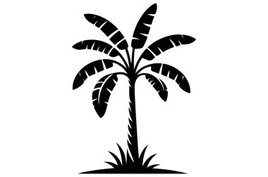 Banana Tree Silhouette Vector Icon Illustration Stock Vector clipart