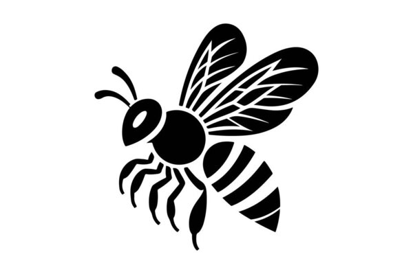 Силуэт Пчелы меда изолирован на белом фоне. Иконно-векторная иллюстрация