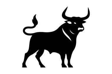 Boğa ikonu. siyah ve beyaz vektör çizimi. beyaz arkaplanda izole.