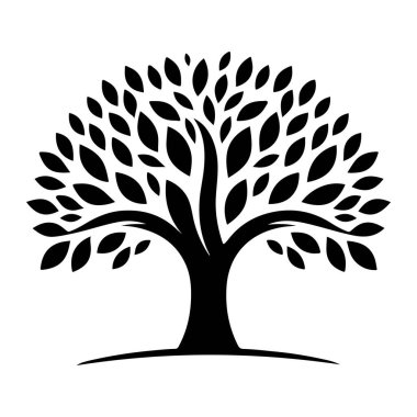 Beyaz arka planda ağaç silueti. Vektör illüstrasyonu