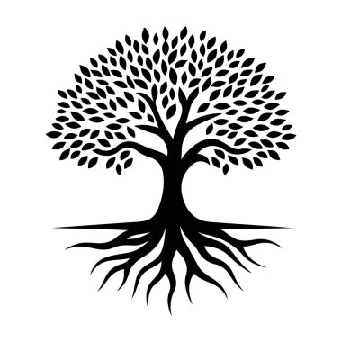 kökleri olan siyah ağaç