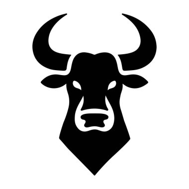 Boğa kafası ikonu. Web için boğa başlı vektör simgesinin basit bir gösterimi