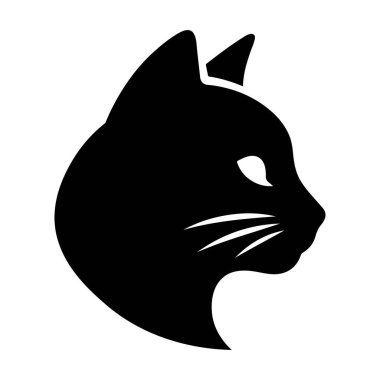 Siyah kedi silueti beyaz arka planda izole edilmiş. Vektör çizimi. 10 saniye.