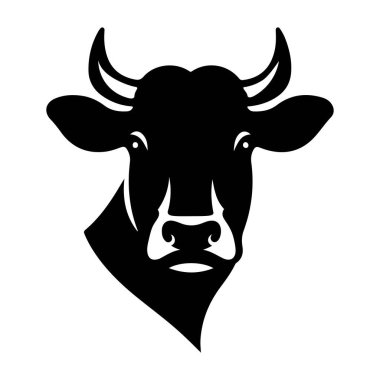 Boğa başlı siyah ikon. vektör illüstrasyonu.