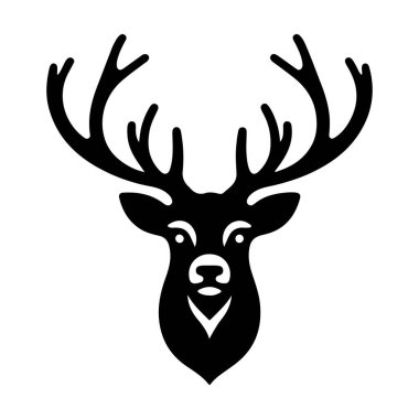 Geyik başı, siyah siluet.