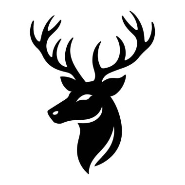 geyik simgesi, beyaz arkaplanda izole edilmiş siyah biçim, vektör illüstrasyonu