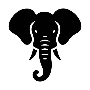 Fil kafası silueti. Vektör çizimi. Fil kafası.